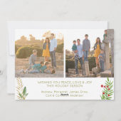 Modern 3 Foto Einfach Frohe Weihnachten Holly Blät (Rückseite)