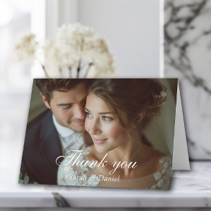 Modern, 3 Foto, Handschrift, Hochzeit" Danke " Karte