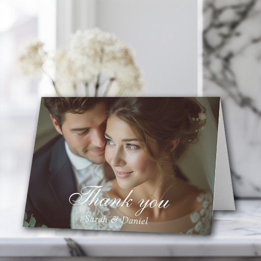 Modern, 3 Foto, Handschrift, Hochzeit" Danke " Karte