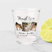 Modern 3 Foto Neu verheiratet Danke Shot Gla Schnapsglas (Vorderseite)