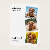 Modern 3 Foto Pet Memorial Keepake Card (Vorderseite)
