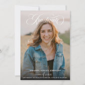 Modern 3 Foto White Script Abschluss Einladung (Vorderseite)