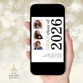 Modern 3 photo Bold 2026 Graduation Party Save The Date