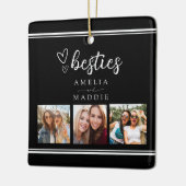 Modern 3 Photo Collage Besties Black and White Keramikornament (Links)