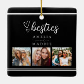 Modern 3 Photo Collage Besties Black and White Keramikornament (Rückseite)