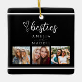 Modern 3 Photo Collage Besties Black and White Keramikornament (Vorderseite)