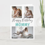 Modern 3 Photo Collage Mommy Birthday Karte<br><div class="desc">Moms will love these contemporary 3 photo collage birthday cards, with a script font which says 'HAPPY BIRTHDAY' and in bold says 'MOMMY' Can be changed to any relative friend or name! The text font style, size and color can be changed by clicking on the customize further link after personalizing....</div>