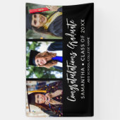 Modern 3 Photo Congratulations Black Graduation Banner (Vertikal)