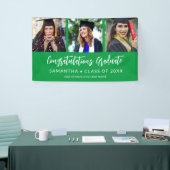 Modern 3 Photo Congratulations Green Graduation Banner (Messeveranstaltung)