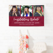 Modern 3 Photo Congratulations Maroon Graduation Banner (Insitu)
