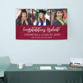 Modern 3 Photo Congratulations Maroon Graduation Banner (Messeveranstaltung)