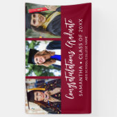 Modern 3 Photo Congratulations Maroon Graduation Banner (Vertikal)
