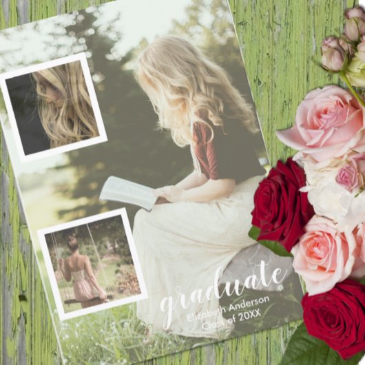 Modern 3 Photo Graduation Announcement Einladung