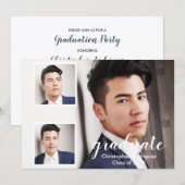 Modern 3 Photo Graduation Einladung (Vorne/Hinten)