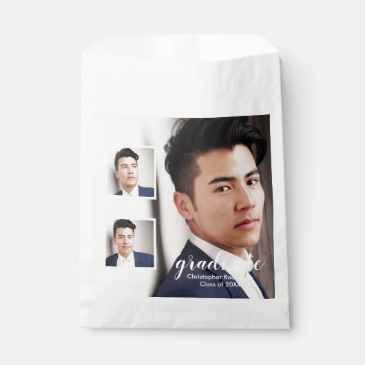 Modern 3 Photo Graduation Geschenktütchen (Vorderseite)