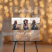Modern 3 Photo Graduation Party  Welcome Script  Acrylschild