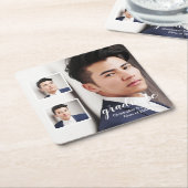 Modern 3 Photo Graduation Rechteckiger Pappuntersetzer (angewinkelt)