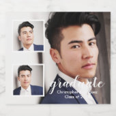 Modern 3 Photo Graduation Schaumweinetikett (Einzelnes Label)