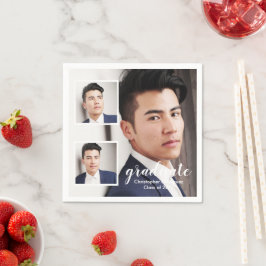 Modern 3 Photo Graduation Serviette