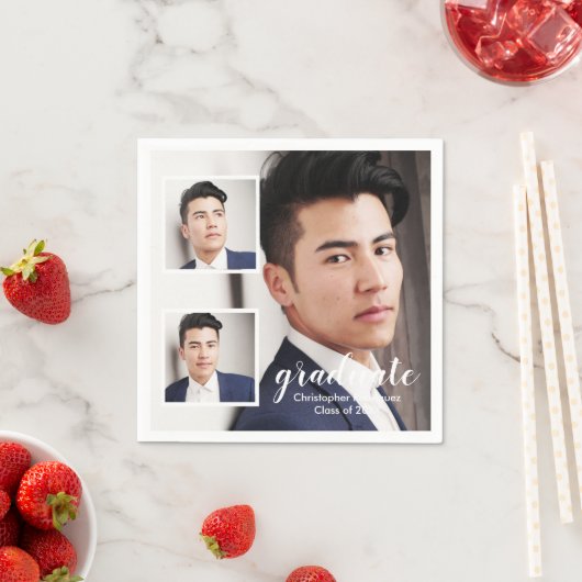 Modern 3 Photo Graduation Serviette (Beispiel)