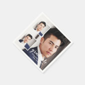 Modern 3 Photo Graduation Serviette (Ecke)