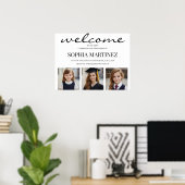 Modern 3 Photo Graduation Welcome Sign Poster (Heimbüro)