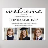 Modern 3 Photo Graduation Welcome Sign Poster (Vorne)