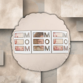 Modern 3 Photo Grid Mom Birthday Keepsake Rundes Kissen
