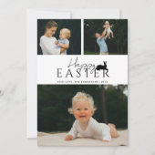 Modern 3 Photo Template And Bunny Minimal Easter Karte (Vorderseite)