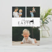 Modern 3 Photo Template And Bunny Minimal Easter Karte (Stehend Vorderseite)