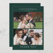 Modern 3 Photos Hand-Lettered Wedding Dankeskarte (Vorne/Hinten)