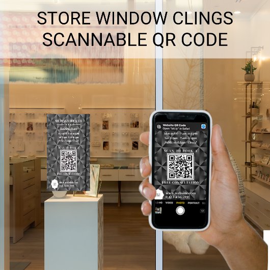 Modern 3D Black Business Consultant Logo QR Code Fensteraufkleber