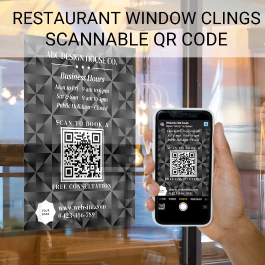 Modern 3D Black Business Consultant Logo QR Code Fensteraufkleber