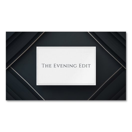 Modern 3D Black Layered Panels Silver Accent Magnetische Visitenkarte (Vorderseite)