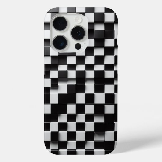 Modern 3D Black & White Checkerboard Phone Case  (Rückseite)