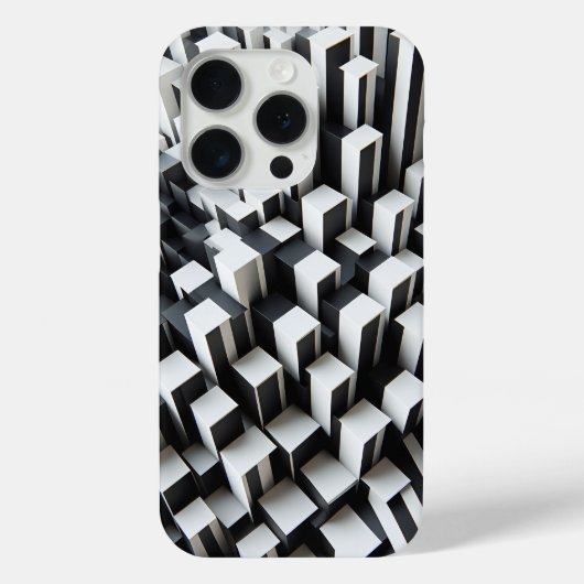 Modern 3D Black & White Geometric Phone Case  (Rückseite)