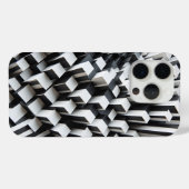 Modern 3D Black & White Geometric Phone Case  (Rückseite (Horizontal))