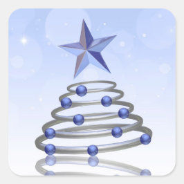 Modern 3D Chrome Weihnachtsbaum Quadratischer Aufkleber