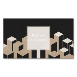 Modern 3D Geometric Columns Black Beige Architech Magnetische Visitenkarte
