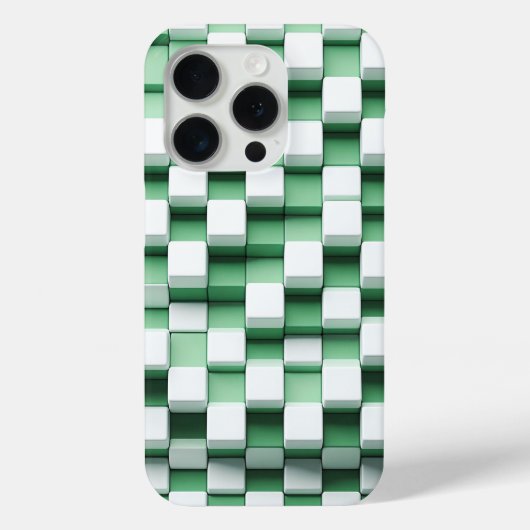 Modern 3D Geometric Cube Case - Mint Green & White (Rückseite)