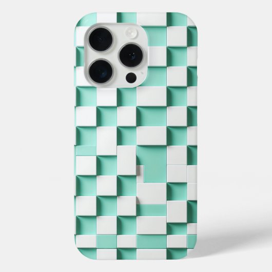Modern 3D Geometric Cube Case - Mint Green & White (Rückseite)