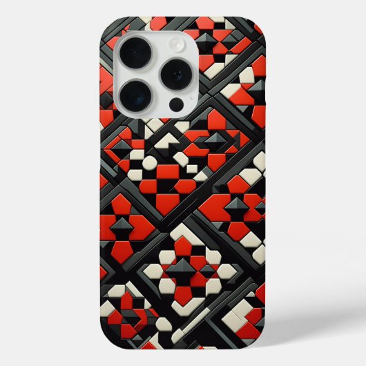 Modern 3D Geometric Mandala Case - Bold Red, Black (Rückseite)