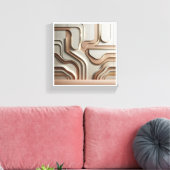 Modern 3D Geometric Paths Abstract - Luxury Cream Leinwanddruck (Insitu (Wohnzimmer))
