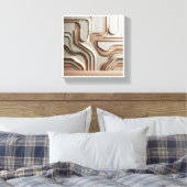 Modern 3D Geometric Paths Abstract - Luxury Cream Leinwanddruck (Insitu (Schlafzimmer))