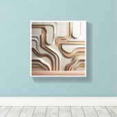 Modern 3D Geometric Paths Abstract - Luxury Cream Leinwanddruck (Insitu (Holzboden))