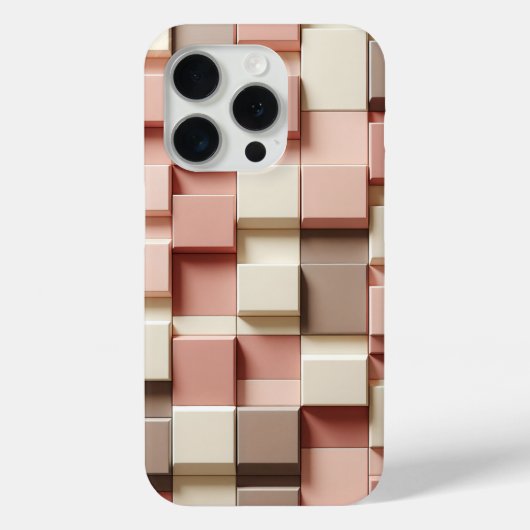 Modern 3D Geometric Square Case Dusty Rose, Cream (Rückseite)