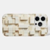 Modern 3D Ivory & Beige Geometric Cube Phone Case  (Rückseite (Horizontal))