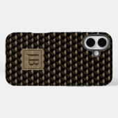 Modern 3D Monogram, Geometric Bronze Pattern Case-Mate iPhone Hülle (Rückseite (Horizontal))