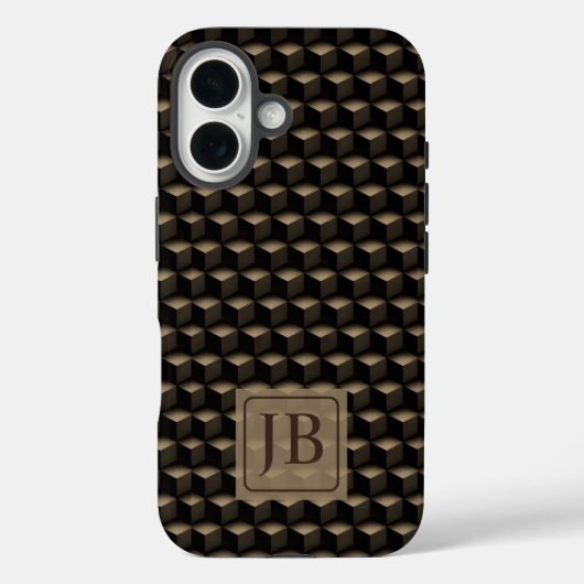 Modern 3D Monogram, Geometric Bronze Pattern Case-Mate iPhone Hülle (Rückseite)
