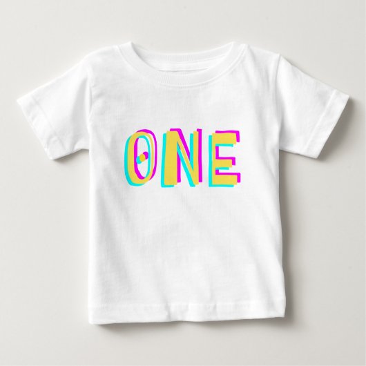 Modern 3D One Yellow First Birthday Baby T - Shirt (Vorderseite)